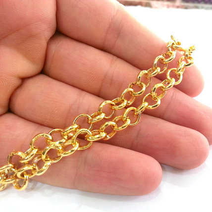 18K Gold Plated Brass Rolo Chain 8mm WT-BC014