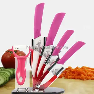 Bright 5 pcs ceramic colorful knife set with acrylic block