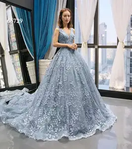 RSM66729 Jancember Robe Soiree Lange Avondjurk Mouwloze Lovertjes Applicaties Royal Blue Prom Dress