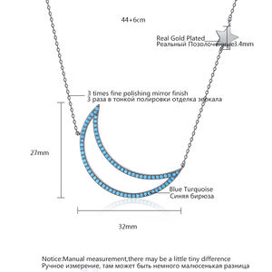 LUOTEEMI gümüş ton mavi CZ turkuaz bayan hilal yarım ay kolye kolye genç kızlar için moda hediye - Product Image 2