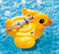 INTEX 56286 Mega Yellow Duck Island, flotteur de piscine gonflable en forme de canard, 2,21 m * 2,21 m * 1,22 m