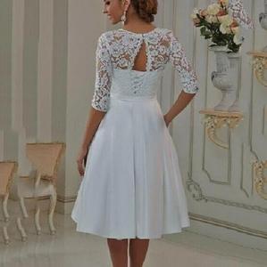Chiffon Del Merletto UNA Linea di Bianco <span class=keywords><strong>Corto</strong></span> Da Sposa Abiti Da Festa di Nozze Per Le Donne - Product Image 2