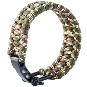 QingGear-pulsera de supervivencia de cuerda de nailon hecha a mano, con grillete de acero inoxidable ajustable, elegante y práctica