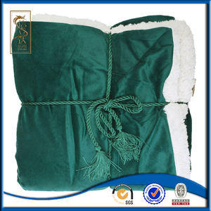 Bosque verde suave 2 capas de poliéster tejido de lana de cordero manta Merino - Product Image 1