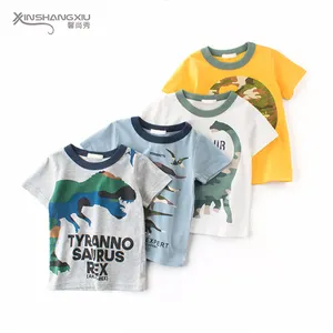 도매 티셔츠 맞춤 공룡 패턴 고품질 아기 소년 반팔 티셔츠