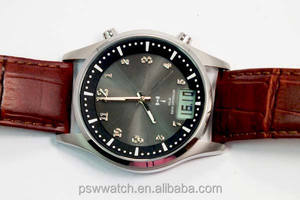 Montre de luxe 3 <span class=keywords><strong>ATM</strong></span> pour hommes, mode solaire, radio-commande numérique, bracelet en cuir véritable - Product Image 3