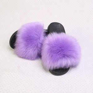 2023 vente en gros-fourrure-pantoufles <span class=keywords><strong>intérieur</strong></span> femmes et vert fourrure de renard diapositives sandales fausse fourrure femme chaussures - Product Image 5