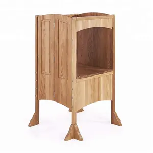 Aider de cuisine pliable bois de bambou massif, tour à tabouret, avec hauteur réglable, pour les enfants, idéal pour petit Chef