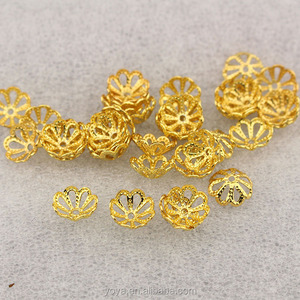 JS1310 Toptan altın kaplama çiçek boncuk caps, metal beadcaps - Product Image 1