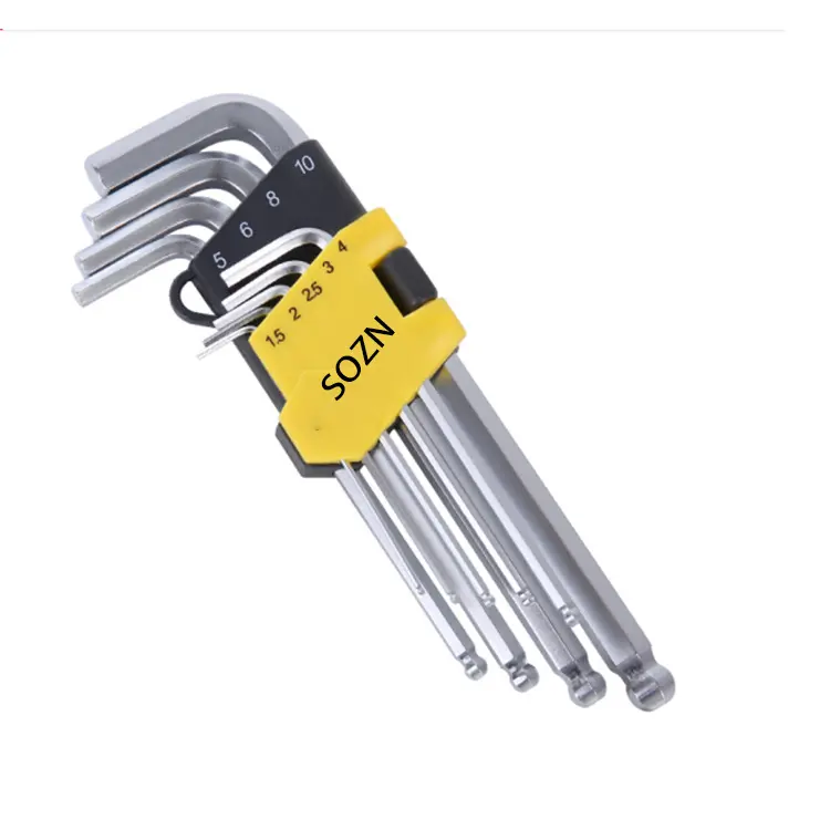 Allen Spanner Ball Point Màu Tráng Lục Giác Hex Key Wrench Trong Số Lượng Lớn Mạ Hand Tool 9 Cái Hexagon Cờ Lê