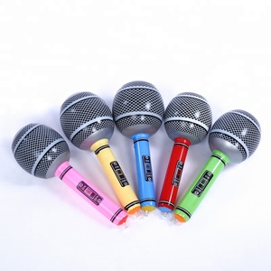 Wholesale Eco-friendly PVC Inflatable Blow up Microphone Guitar Plastic Microphone Props Toys for Musical Concert Party