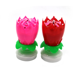 La rotazione a forma di rosa di calcio del crisantemo caldo del loto di vela fa ruotare la candela musicale di compleanno del fiore per la festa - Product Image 5