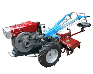 2023 Electric start walking tractor with plough and tiller and grass mower and trailer