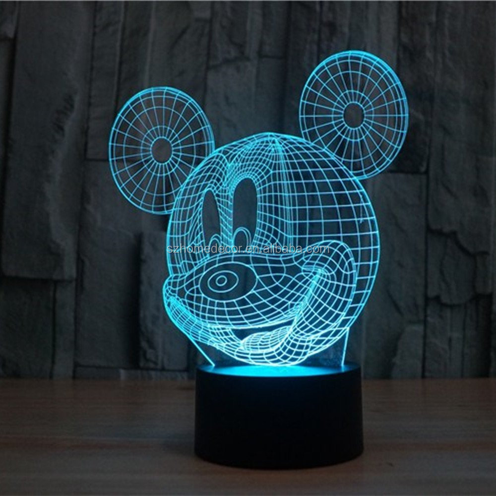 3D Mickey Mouse LED Night Light Touch Table Desk Lamp for Kids