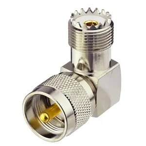 Adaptador coaxial do conector de rádio, conector fêmea uhf so-239 para PL-259 macho, ângulo reto