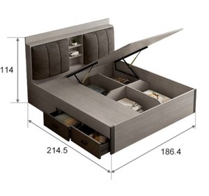 Simple Melamine MDF Wood <strong>Storage</strong> <strong>Double</strong> <strong>Bed</strong> - Product Image 6