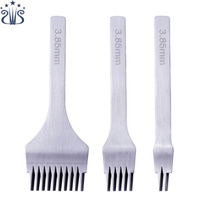 Poinçon de trou en cuir, poinçon de <span class=keywords><strong>ceinture</strong></span> en acier blanc 2/5/10 broches outils d'artisanat en cuir outil de couture de laçage - Product Image 4