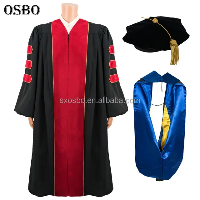 Venta al por mayor de alta calidad de la Universidad académico de la Universidad de doctorado nos estilo de vestido de graduación de