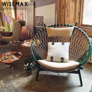 Sillón de Madera de Lujo con Tela de Peluche y Ruedas para Balcón o Cafetería, Silla de Descanso de Cuero - Product Image 5