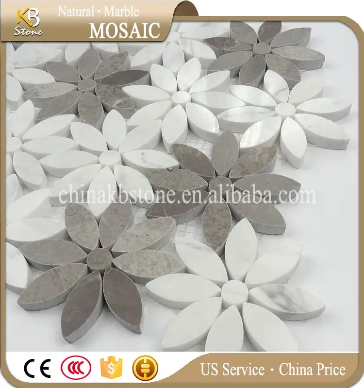 Hot Sale Flower Shape Carrara white marble mosaic tiles