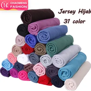 BS82 # Neue designs muslim schals solide plain farbe jersey hijab