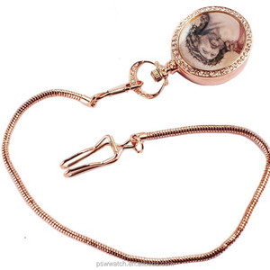 ساعة جيب مع IP سلسلة ذهبية وردية ساعات يد مرصعة بالألماس - Product Image 4