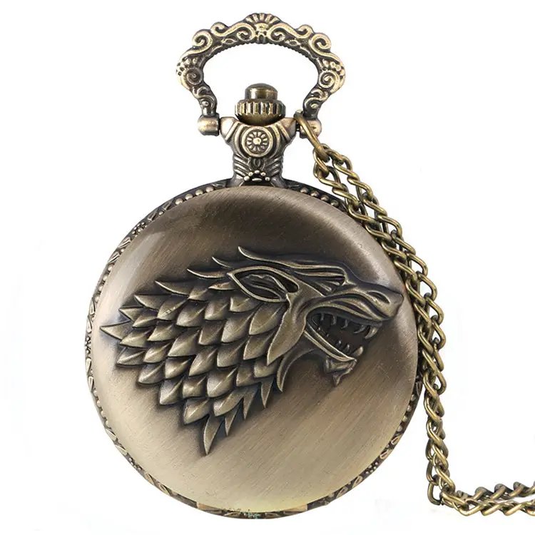 2016 Antik Game Of Thrones Stark Keluarga Crest Winter Is Coming Desain Jam Tangan Saku Hadiah Unik Jam Fob Uniseks