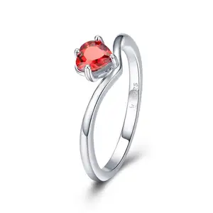 BAGREER SCR458 Platinum Plated Diamond Charm Cubic Zirconia 925 Silver Heart Shaped Big Gemstone Women Finger Ring Jewelry