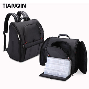Sac à dos de maquillage professionnel à plusieurs compartiments de plus grande capacité, sac à cosmétiques, sac de rangement, PVC, Logo personnalisé unisexe - Product Image 4