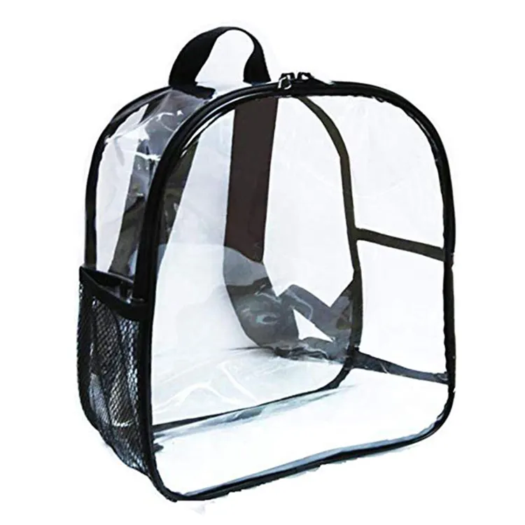 Stadium Approved Clear Mini Backpack Heavy Duty Transparent Backpack for Concert Security Travel School Bag Sporting Event Black