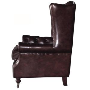 Retro Getufte Echt Lederen Hoge Rugvleugelstoel Vintage Bruine <span class=keywords><strong>Wingback</strong></span> Chesterfield Stoel - Product Image 6