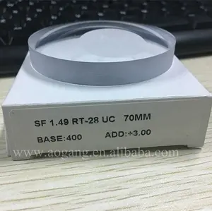 Çin cr39 1.49 Yarı bitmiş SF bifokal yuvarlak üst RT-28 UC/HC/HMC gözlük lens optik lens oftalmik lens
