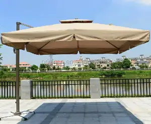 중국 파라솔 사각 폴리 에스터 탑 로마 우산 알루미늄 합금 프레임 커피 숍 야외 파라솔