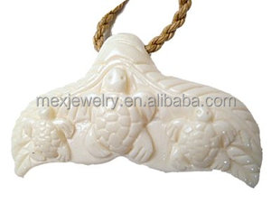Fatti A Mano degli uomini Intagliato Genuino ox cow Bone coda di balena e la tartaruga del pendente animale dei monili - Product Image 2