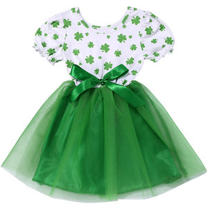 Robe de princesse verte pour fille de 2 à 8 ans, vêtements d'été à fleurs imprimées, vente en gros - Product Image 1