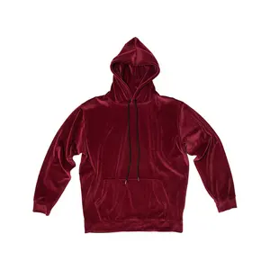 wholesale Red cotton velour tracksuit for men custom mens velour hoodies