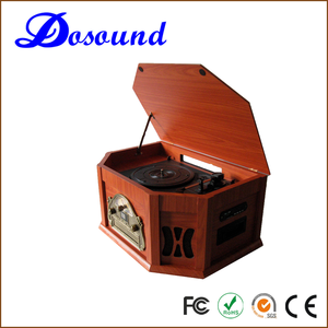 Retour au style des années 60 - Stéréo Hi-Fi - Cornet - Gramophone - Trophée - Stéréo classique en bois - Lecteur de disques vinyles avec lecteur de <span class=keywords><strong>cassette</strong></span> <span class=keywords><strong>et</strong></span> de <span class=keywords><strong>CD</strong></span> - Product Image 4
