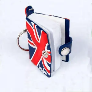 Custom fashion mini book design keychains supplier 2D/3D soft rubber keyring liquid filled PVC notepad keychain