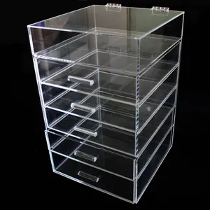 Commercio all'ingrosso di Plastica personalizzati Abbellire Extra Large 6 Tier Acrilico Trasparente di Trucco Cosmetico di Immagazzinaggio Cube Organizer con 5 Cassetti