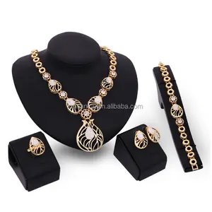 Women Bridal Fine Crystal African Beads Jewelry Sets Wedding Party Dress Accessories Set Earrings Pendant Necklace Ring Bracelet