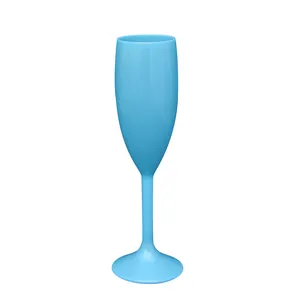 Beyaz mavi pembe renk 170ml plastik şampanya kadehi 6oz şampanya flüt kadehler için otel restoran parti