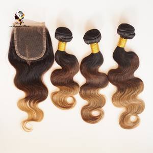 Dropship # 1B 4 27สีปิดด้านหน้าลูกไม้สวิสสามโทนสีออมเบรผมคนราคาถูก - Product Image 6