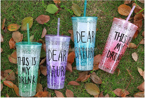 doble de plástico vaso con pajilla bonita taza con popote pajita - Product Image 6
