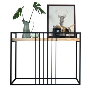 Loft <span class=keywords><strong>Industriale</strong></span> Europea di <span class=keywords><strong>Stile</strong></span> di Metallo Nero Cornice In Legno Rettangolo ConsoleTable Caffè Tavolo Per La Casa Soggiorno - Product Image 1
