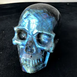 Top quality Large Natural labradorite skull custom crystal skulls gemstone carving