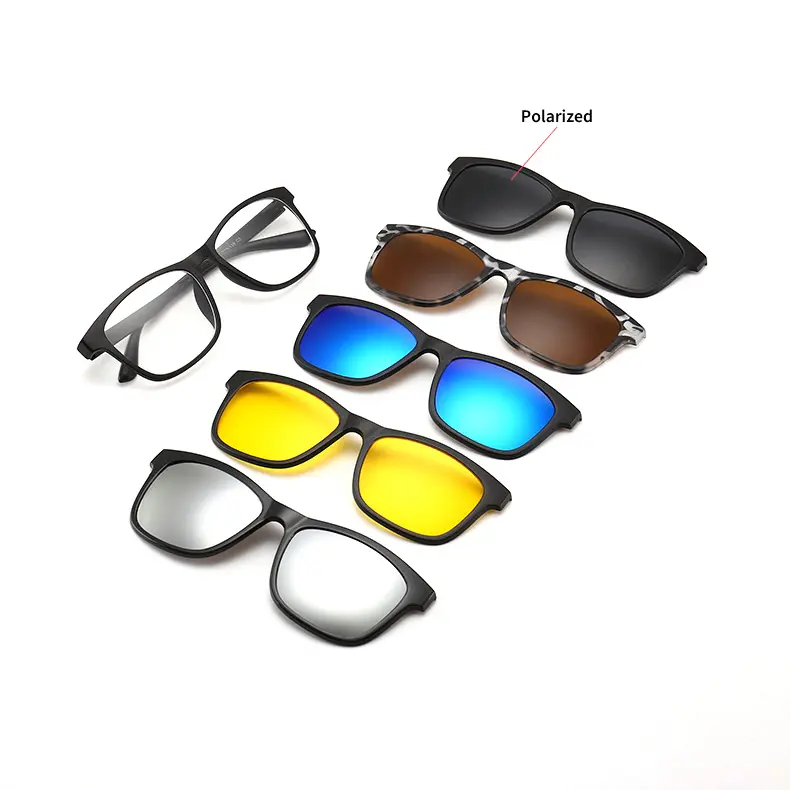 Gafas de sol 5 en 1 supercalientes 2201A, gafas de sol polarizadas magnéticas intercambiables con Clip