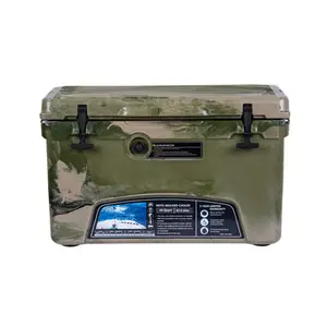 45qt sert plastik soğutucu kutu, orta boy taşınabilir buz soğutma roto kalıplı soğutucu kutu ile alüminyum kol