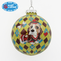 Boule de Noël en verre personnalisée de 90 mm avec portrait de chien peint à la main, multi-design, pour commémoration de la perte d'un animal de compagnie