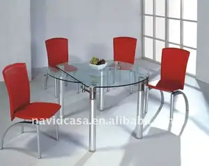 groothandel goedkope ronde glazen eettafel en 4 stoelen