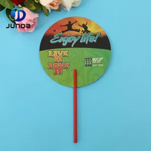 Cheap give away custom logo branded PP plastic hand Fan for advertisement promotional gift